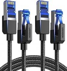 UGREEN Cat 8 Ethernet Cable, 2 Pack Ethernet Cable with 40Gbps 2000Mhz High Speed, 26AWG Braided, Shielded Heavy Duty Internet Cable Compatible for Gaming PC PS5 PS4 PS6 Xbox Modem Router, 3FT