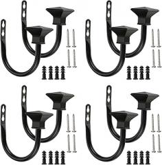 Aboiled Set of 8 Black Metal Decorative Curtain Hold Backs - Sturdy Wall Mounted Drapery Tiebacks for Elegant Home Decor