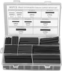 Heat Shrink Tubing Kit 385Pcs Premium Quality Electrical Insulation Sleeves Flame Retardant Wire Cable Protectors for DIY Repairs Automotive Electronics Black Various Sizes