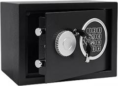 Safe Box 0.21 Cubic Feet Steel Security with Digital Keypad-Electronic Safe for Home Office Hotel Business, Cash & Jewelry & Documents, 2 Emergency Keys Included，(BLACK)