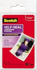 Self-Sealing Laminating Pouches, Glossy, 2 13/16 X 3 15/16, Wallet Size, 5/pack