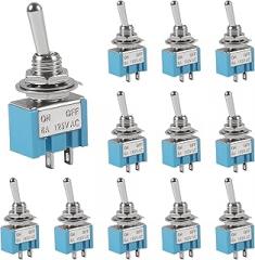 12Pcs SPST Mini Toggle Switch 2 Pin ON/Off 6A 125V for Electronics Automotive DIY Projects