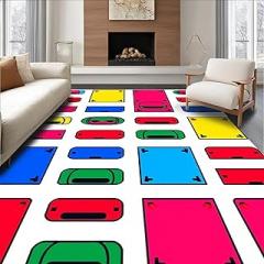 Flatwoven High Traffic Area Rug 3x5, Trendy Electronic Play Device Covering with Button Artwork, Non Slip, Stain Resistant, Washable Area Rugs for Living Room, Bedroom (Pink, 3x5)