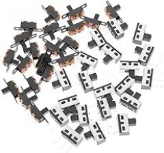 40pcs Mini Slide Switch Set Vertical Toggle Switches for Electronic Circuits Locking Feature for Reliable Performance