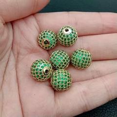 5pc 12mm Yellow Gold Plated Pave Ball Loose Beads Jewelry Making - DIY Craft Supplies(03)
