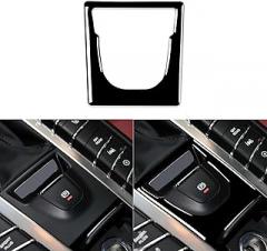 Glossy Piano Black Sticker Car Center Console Electronic Hand Brake Panel Frame Sticker Auto Interior Accessories Compatible with Porsche Macan 2014 2015 2016 2017 2018 2019 2020 2021