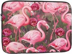 Flamingo Pattern Laptop Sleeve Case for Men Women Shockproof Travel Office School, black, 10 inch