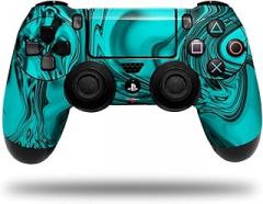 Skin Compatible with Sony PS4 Dualshock Controller PlayStation 4 Original Slim and Pro Liquid Metal Chrome Neon Teal (Controller NOT Included)