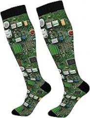 Circuit Board Electronic Compression Socks for Women Men, Circulation Long Knee High Socks Casual Stocking Athletic Tube Sport Sock