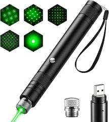 Green Laser Pointer High Power, Long Range Laser Pointer Rechargeable Lazer Pen for Hiking/Outdoor Hunting, Astronomy,Construction and Presentation with Star Cap&USB Charge