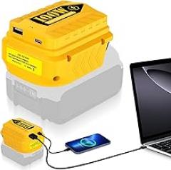 PD100W USB Battery Adapter for Dewalt 20V Battery, with Type-C Port & USB Port for Dewalt 20V Batterie & Electronic Device and Phone Charger