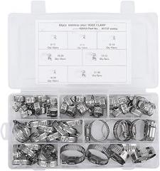 Tyenaza Fuel Line Clamp, 60pcs Stainless Steel Hose Clip Mini Fuel Line Clamp Diesel Petrol Pipe Clamps, for Industry, Electronic, Auto Repair