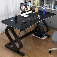 HARAY PC Writing Desks Multifunction Desktop PC Desk with Mobile Phone Card Slot Ergonomic Arc Simple Fashion Electronic Competition Table Gaming Desk Office Workstation (Color : Black, Size : 80CM)