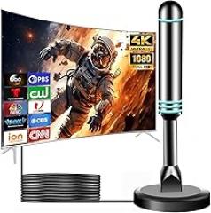 TV Antenna for Local Channels, 2026 Digital Antenna with Strong Magnetic Base, 360°&Long Range Reception HD Antenna, Easy Installation Antennas for TVs Without Cable
