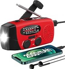 Emergency Solar Hand Crank Dynamo NOAA WB AM/FM Radio Hurricane Camping Survive Kit with 3-LED Flashlight 2000mAh 088FS Portable radios