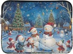 Laptop Cases 13, 13.3, 14 Inch Snowmen Ice Skating Protective Case with Zipper Portable Electronic Device Cover