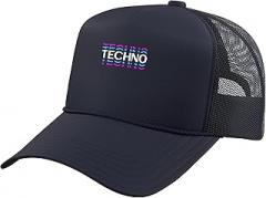 SteMi Techno Apparel Techno Electronic Music Rave Festival Raver Trucker Hat with Adjustable Mesh Back