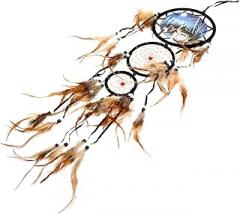 Milisten Wolf Dream Catcher Hanging Pendant Wind Chime Beige Home Decor Accent for Bedroom Wall