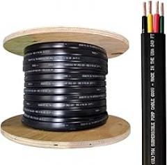 500 feet 12/3 w/Ground, Flat HD Copper Submersible Pump Cable, Stranded 3-Wire + 1-Ground, jacketed, UL Listed