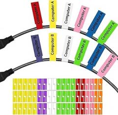 Generic 240 Pcs Cable Labels for Management,Self Adhesive Tear Resistant Wire Labels for Laser Printer and Handwriting,Colorful Waterproof Cord Tags for Electronics
