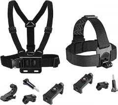 POV Phone Chest + Head Mount for iPhone, Action Camera Chest + Head Strap for Recording Vlog, Body Harness Strap Holder Clip Kit for Gopro, for DJI Osmo, for Insta360 X5 X4 X3, for Samsung Accessories