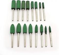 16 pc Rubber Polishing Burr 4, 6, 8, 10 mm (5/32, 1/4, 5/16, 3/8 Inch) Bullet Cylinder with 3 mm (1/8 Inch) Shank for Dremel Rotary Tools