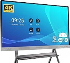 HKMLC Smart Board, Essential 55 Inch All-in-One Interactive Whiteboard with 4K UHD Touch Screen Flat Panel, Digital Electronic Whiteboard for Classroom and Business (Wall Mount Included)