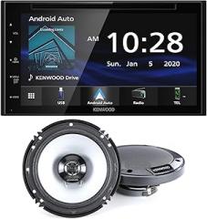 KENWOOD DDX5707S Double Din DVD Car Stereo with Apple Carplay and Android Auto | Plus KENWOOD KFC-1666S Car Stereo Speaker 6-1/2