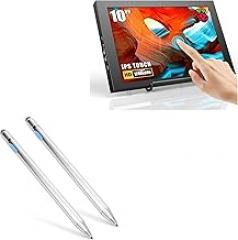 BoxWave Stylus Pen Compatible with APROTII Monitor AP101B (10.1 in) - AccuPoint Active Stylus (2-Pack), Electronic Stylus with Ultra Fine Tip - Metallic Silver