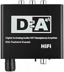 192KHz Digital Optical Coaxial Toslink to Analog RCA 3.5mm Audio HiFi Converter with Spdif, black, 317940