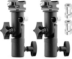 2 Packs Kaliou Universal E Type Camera Flash Speedlite Mount Swivel Light Stand Bracket with Umbrella Reflector Holder for Camera DSLR Nikon Canon Pentax Olympus and Other DSLR Flashes,Studio Light