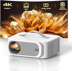 [AI Movin 2.0 OS/2000 ANSI/Official-Apps] Outdoor-Projector-4k with WiFi and Bluetooth, 35W DoIby Audio, AI Auto Focus with HDR10+, Lisowod 4k Support Portable Smart Proyector Compatible with Netflix