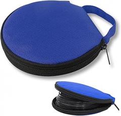 1 PC Car CD Large Capacity Storage Bag, CD Disc Storage Bag, DVD Oxford Cloth Round Storage Box, Universal for Most Cars (Blue)