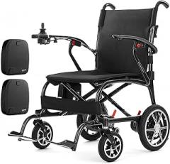 Vyre 25.5lbs Carbon Fiber Electric Wheelchair for Adults, Dual Battery Lightweight Foldable Travel Power Wheelchair, Portable Motorized Wheelchairs, Airline Approved, Black