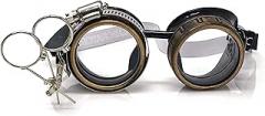 UMBRELLALABORATORY Steampunk Victorian Style Goggles with Compass Design, Colored Lenses & Ocular Loupe