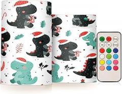 Christmas Dinosaurs Flameless Candles Color Changing Electronic Operated LED Pillar Candle with Remote and Timer for Decor Halloween Christmas Valentine's Day