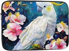 Beautiful Cockatoo Bird Flower Printed Laptop Sleeve for Men Women Shockproof Laptop Sleeve for Travel Office School, black, 12 inch