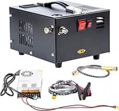 Manual Stop Portable pcp air compressor 4500psi 300bar 12v DC or 110v AC with power supply,oil&water free,high pressure PCP Compressor Pump for Air Gun and Paintball/Scuba Tank