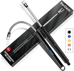 2-Pack Rechargeable Electric Candle Lighters, Flameless Windproof Long Lighter with 360° Flexible Neck and LED Display for Candles, Camping, BBQ & Fireplace (Black)