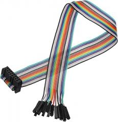 MECCANIXITY 1 Pcs IDC Rainbow Wire Flat Ribbon Cable FC-Female to 16P 11.8 Inch Length 2.54mm Pitch Breadboard Jumper Wires for Electronic Projects