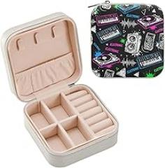 GuoChe Electronic Music Instruments Pattern Leather Mini Jewelry Case Mini Storage Organizer Earring Organizer Box for Earrings Bracelets Storage Girls Personalized Gifts Portable