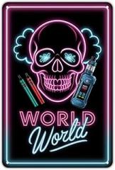 Neon Skull Vape Design tin sign Vintage Skull and Electronic Cigarette Metal Sign Print Aesthetic for Garden Yard Bar Porch Home Bedroom Kitchen Wall Decor Decor Gift 8 x 12 in