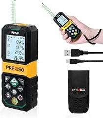 PREXISO Laser Measure Rechargeable, 265Ft Green Beam Laser Measurement Tool with Angle Sensor& 30 Sets Data Storage &1/4