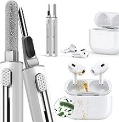Inesore Cleaner Kit for Airpods Pro 3 2 1 Series,Multi-Function Cleaning Pen Tool for Earbuds Headphone iPhone Speaker Receiver Electronic Electronic Devices,with Soft Brush Flocking Sponge -White