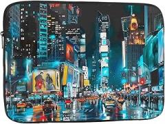 New York Painting Printed Laptop Sleeve for Men Women Shockproof Laptop Bag for Travel Office School, black, 10 inch