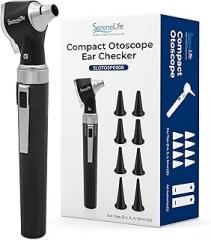 SereneLife Fiber Optic Otoscope/Auriscope | Home Ear Inspection DIY Tool, Simple Operation, 3X Magnification, Bright LED, Includes Reusable Ear Tips, Battery Operated | For All Ages & Pets