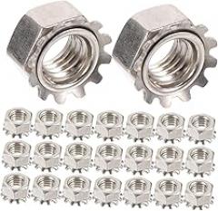 Zerodeko 50pcs Hexagonal Lock Nuts External Tooth Lock Washers Fastening for Machinery Furniture and Electronics Easy to Install