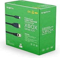 BrightOn Optimized Cable Package Compatible with Xbox Series X/S | 8K HDMI 2.1 HDR Black Cable 8K@60Hz/4K@120Hz | CAT 7 Super High Speed Ethernet Cable | Fast Charge (USB A to USB C) (2 Meter Cables)