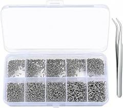 1200Pcs Mini Self-Tapping Electronic Screws Kit DIY Sunglasses Watch Repair Screws with Tweezers M1/M1.2/M1.4/M1.7