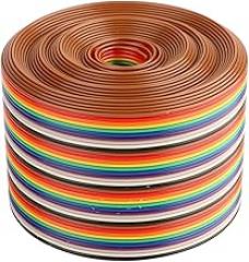 Akozon Premium Quality 1.27mm Spacing Pitch Cable 40P Flat Rainbow Ribbon Cable Wire for Electronics - Robust, HeatResistant - Width 5.08cm (1 Meter Long)